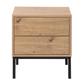 Casâme Nachttisch mit 2 Schubladen, Eichenoptik, Höhe 50 cm - LENNY - Eiche
