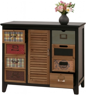 Apothekerkommode HWC-O63, Schrank Schubladen Etikettenhalter Vintage Shabby Fensterladen 80x91x40cm ~ Korpus schwarz