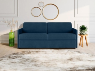 Vente-unique - Schlafsofa 4-Sitzer - Liegefläche mit Lattenrost mit breiten Latten: 160 cm - Matratze: 14 cm - Stoff - Dunkelblau - CALIFE