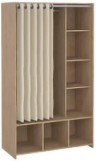 Dmora Großer Kleiderschrank Jal, Schlafzimmermöbel, Schrank, Garderobe, 105x48 h180 cm, Eiche und Beige