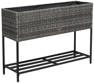 Polyrattan Hochbeet Blumenbeet 100 x 30 x 70 cm Kräuterbeet Gemüsebeet Anthrazit-Grau