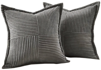 Interior by Hakito Dekokissen 2er Set Kissenbezug Kordsamt gestreift inklusive Füllkissen Samt, Kissenhülle mit Füllung