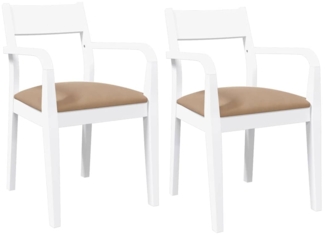 vidaXL Esszimmerstühle mit Kissen 2 Stk. Weiß Massivholz Gummibaum 4102514