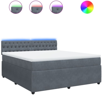 vidaXL Boxspringbett mit Matratze Dunkelgrau 180x200 cm Samt 3290113
