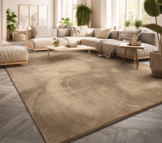 TT Home Teppich, Läufer, Höhe: 14 mm, Wohnzimmer Kurzflor Einfarbig Modernes Design Waschbar