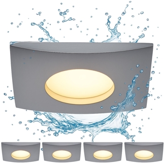 4er Set LED Einbauleuchte, ALU, dimmbar, eckig, IP44, L 8 cm