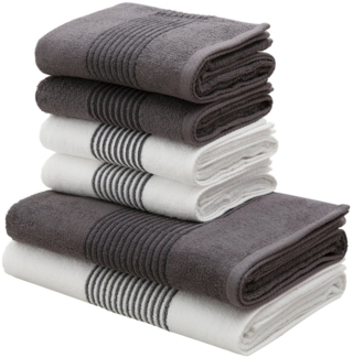 Bruno Banani Handtuch Set Jassen, Duschtücher, Handtücher, Walkfrottee (Set, 6-St), mit gestreifter Bordüre, 6 teiliges Handtücher Set aus 100% Baumwolle