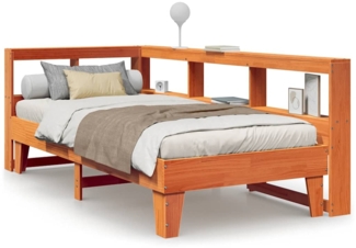 vidaXL Massivholzbett mit Regal ohne Matratze Wachsbraun 75x190 cm 3324564