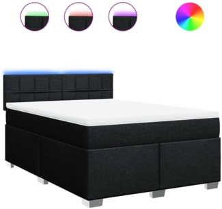 Boxspringbett mit Matratze, Stoff, Viereckige, grauer Fuß, Schwarz, 140x200 cm, true