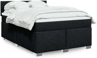 Boxspringbett mit Matratze, Stoff, Viereckige, grauer Fuß, Schwarz, 140 x 200 cm, true