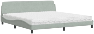 vidaXL Bett mit Matratze "Dover" Hellgrau 200x200 cm Samt 3208471