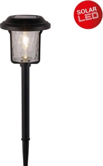 näve LED Solarleuchte Simon, Tageslichtsensor, LED fest integriert, Warmweiß, Spieß schwarz, strukturierter Glasschirm, H: 54,7cm, Dämmerungssensor