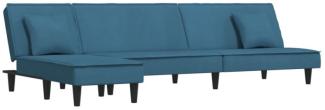 Schlafsofa in L-Form Blau 255 x 140 x 70 cm Samt