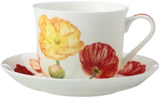 Maxwell & Williams JY0033 Tasse mit Untertasse 480ml Mohn FLORIADE Bone China Porzellan, in Geschenkbox