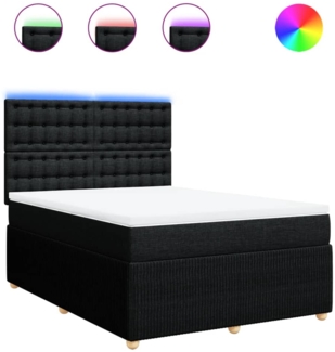 vidaXL Boxspringbett mit Matratze Schwarz 140x200 cm Stoff 3294395
