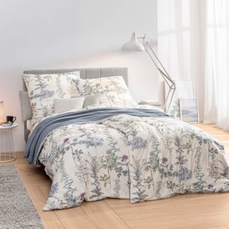 Estella Mako Jersey Bettwäsche 135x200 Alisa bleu Wiesenblumen Gräser 6958-630