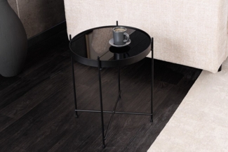 riess-ambiente Beistelltisch ELEGANCE 45cm anthrazit / schwarz - Glas, Metallgestell, rund, modern (Einzelartikel, 1-St), Filigraner Couchtisch- ideal f. Gästezimmer, Wohnzimmer & Wohnbereiche