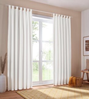 Home affaire Vorhang Parry, Schlaufen (2 St), blickdicht, Polyester, 2-er Set, blickdicht, monochrom, basic
