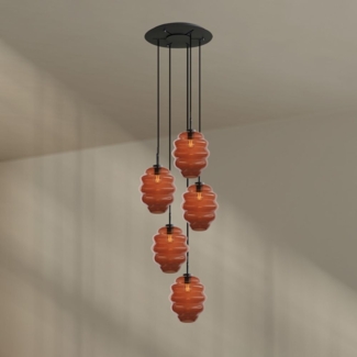 s.luce Echos Galerieleuchte 5-flammig Ø 60cm Baldachin Ø 25cm Braun, Schwarz