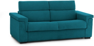 Dmora 2-Sitzer Schlafsofa Tenna, Schlafsofa fürs Wohnzimmer, gepolstert, abnehmbar, 100 % Made in Italy-Qualität, 185x95 h100 cm, Hellblau