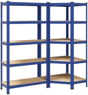 vidaXL Regal-Set 5 Böden 2-tlg. Blau Stahl & Holzwerkstoff 3307625
