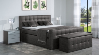 Meisterbetten Boxspringbett Celo 180x200 in MS-Grey, Matratzenbezug Nano, Ergoflex-Topper