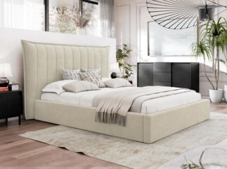 Polsterbett Lilkus mit Bettkasten, 2 Kammern (Farbe: Paros 01)