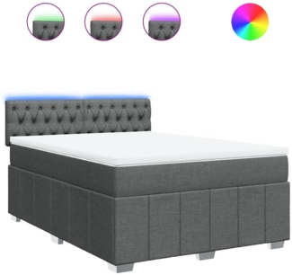 vidaXL Boxspringbett mit Matratze Dunkelgrau 140x200 cm Stoff 3289399