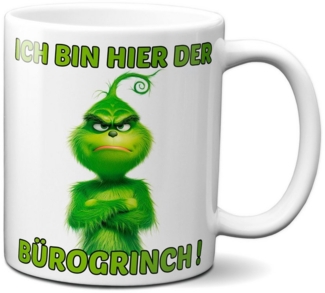 TASSENKING Tasse, Weihnachten "Bürogrinch" - lustig - Tasse - Kaffeebecher (Weiß)