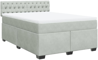 vidaXL Boxspringbett mit Matratze Hellgrau 140x190 cm Samt 3286312