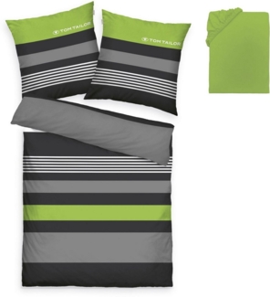 TOM TAILOR HOME Bettwäsche Carl in Gr. 135x200 oder 155x220 cm, Biber, 3 teilig, mit GRATIS-Zugabe: Spannbettlaken, 100% Baumwolle, mit Reißverschluss