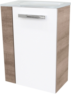 Fackelmann SBC A-VERO Gäste WC Set 2-teilig 45 cm, Braun hell/Weiß, rechts, Glas Weiß