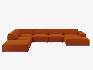 Micadoni Panorama-Ecksofa Jodie 7-Sitzer Links Strukturierter Stoff Megan Terrakotta