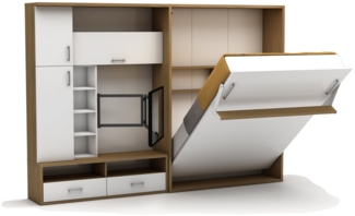 Multimo Schrankbett Multimo Double Saloon Wohnwand mit Schrankbett