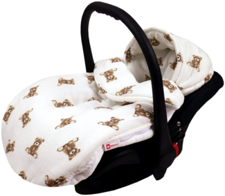 BabyLux Fußsack Sommerfußsack 90cm für Babyschale, Kinderwagen & Buggy Frühling Herbst, md6 - Musselin Teddys Fußsack