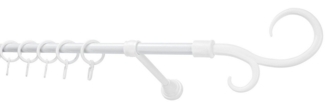 Hexim Gardinenstange, Vorhangstange Ø 16mm inkl. Gardinenringe mit Haken, Metall & Kunststoff (weiß, Kringel) Gardienenstange Vorhang Stangen 2m curtain rod