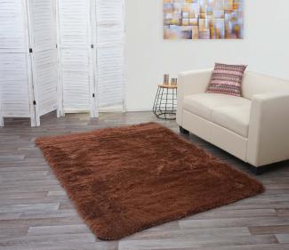 Teppich HWC-F69, Shaggy Läufer Hochflor Langflor, Stoff/Textil flauschig weich 200x140cm ~ dunkelbraun