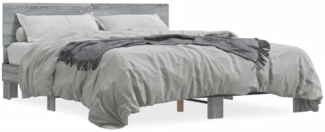 vidaXL Bettgestell Grau Sonoma 160x200 cm Holzwerkstoff und Metall 3280185