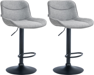 DELUKE® Barhocker 2er Set TAMPA - Grau, Stoff, Schwarz Barhocker mit Lehne Barstuhl Tresenhocker Tresenstuhl Kneipenhocker Kneipenstuhl