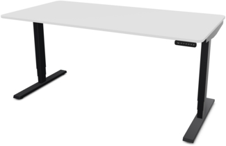 ASSMANN Elektrisch höhenverstellbarer Schreibtisch Y-Line Curved 160x70 cm Signalweiß Schwarz Metall Holz