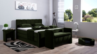 Meisterbetten Boxspringbett Roki 160x200 in VS-Grasgrün, Matratzenbezug Nano, Ergoflex-Topper, mit Fussteil