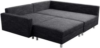 Wohnlandschaft Sofa Couch Ecksofa Eckcouch Gewebestoff schwarz + Hocker Minsk R