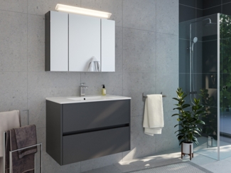 Badmöbelset Taifun 80cm 2tlg mit Spiegelschrank grafit : Grafit