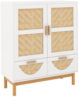COSTWAY Kommode, Sideboard mit 2-türigem Schrank & 2 Schubladenn, 80cm, weiß