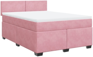 vidaXL Boxspringbett mit Matratze Dunkelrosa 140x200 cm Samt 3286329