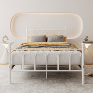 REDOM Metallbett Jugendbett mit Lattenrost ohne Martatze (1-tlg), 90x200 cm Weiß