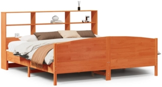 vidaXL Massivholzbett mit Regal ohne Matratze Wachsbraun 180x200 cm 3323097