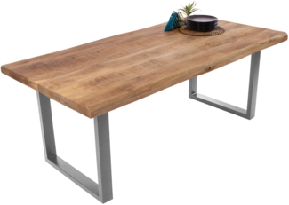 Esstisch Baumkante massiv Mango 200 x 100 U-Gestell silber CALI 140107466