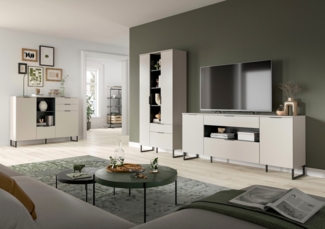 INOSIGN Wohnwand ADIO, Breite 290 cm, 2-teiliges Set, mit Metall-Kufenfüße, (Set, 2-St, bestehend aus: Mehrzweckschrank und Sideboard), Kombination, Anbauwand, Set, Wohn-Set, Wohnzimmer-Set, Schrankwand