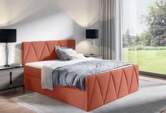99rooms Ilsa Boxspringbett 200x200 cm Velours MONOLITH Korallenrot